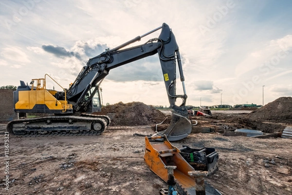Obraz Schaufelbagger mit baustelle