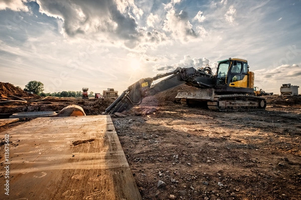 Obraz Schaufelbagger mit baustelle