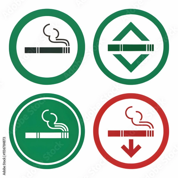 Fototapeta Smoking area signs indicate designated spaces where smoking is allowed,