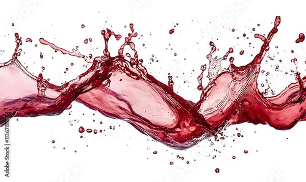 Fototapeta Red wine splashing white background refreshment.
