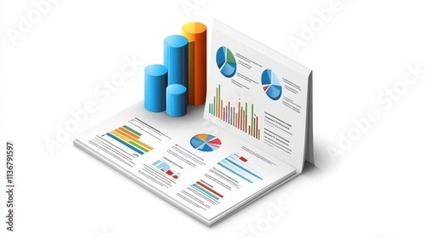 Fototapeta Colorful Business Financial Analytics Report with Graphs and Charts