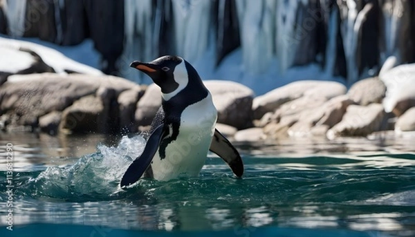 Fototapeta penguin on the rocks