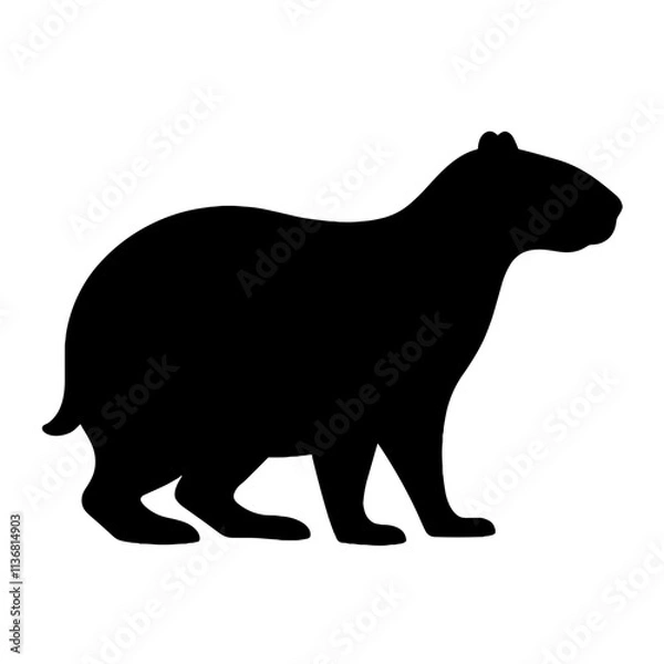 Fototapeta Silhouette of capybara on white background, minimalistic design