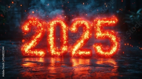 Obraz 2025 Number Shaped from Intense Flames



