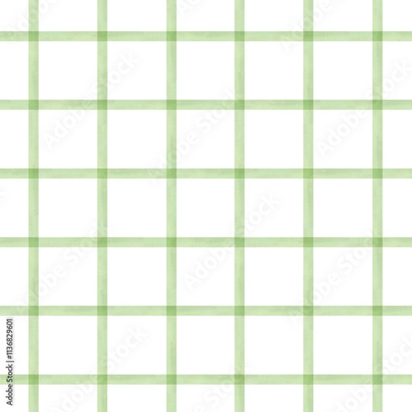 Obraz Gingham seamless pattern watercolor illustration isolated from background