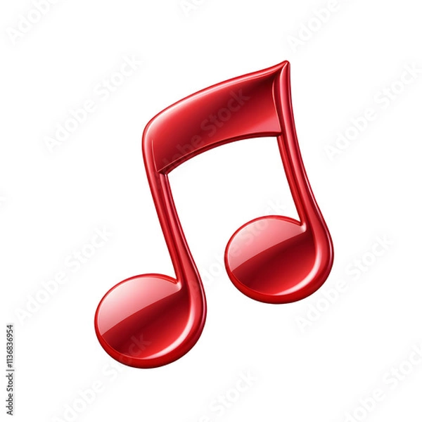 Obraz Vibrant Red Glossy Music Note Icon