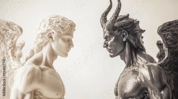 Obraz Angel and devil facing each other, embodying good and evil