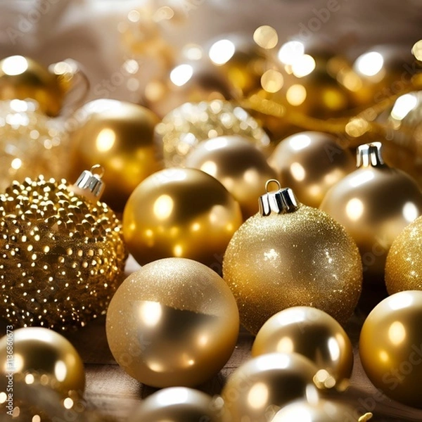 Obraz Merry Christmas, balls, lights, goldo - 40