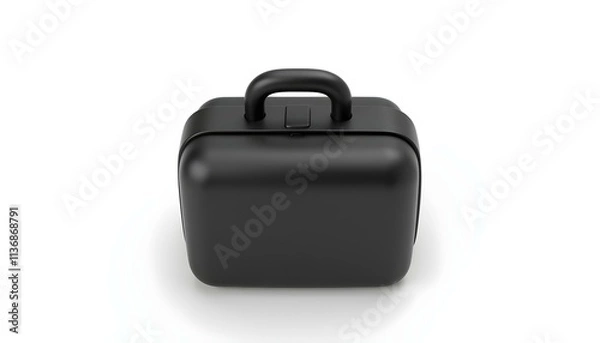 Fototapeta 3D render of a black suitcase icon with a shiny finish, isolated on a white background create with ai