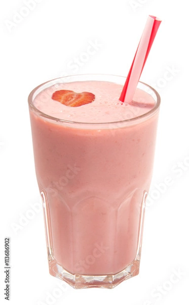 Fototapeta strawberry smoothie isolated on white background