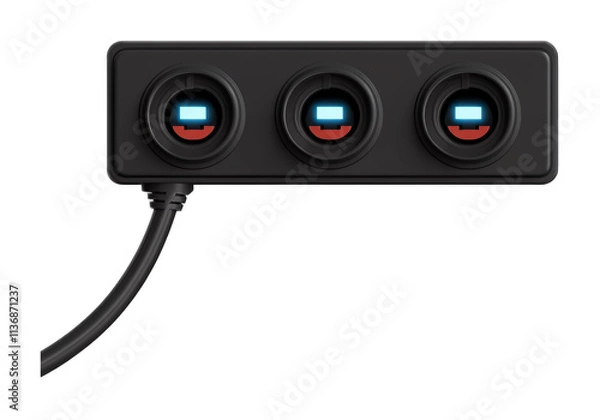 Fototapeta Power Strip for Multiple Device Charging - Isolated on White Background