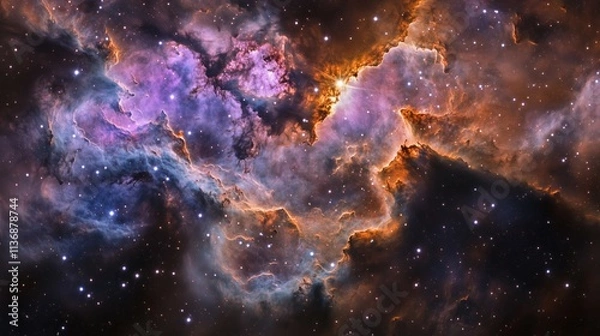 Fototapeta Cosmic Nebula with Vibrant Colors and Stars