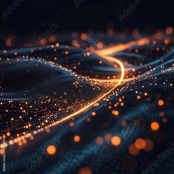 Fototapeta Glowing Fiber optic Futuristic Data Flow Concept for High speed Internet Visualization