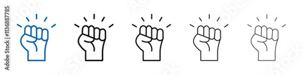 Fototapeta raised fists icon Outline vector logo for web ui