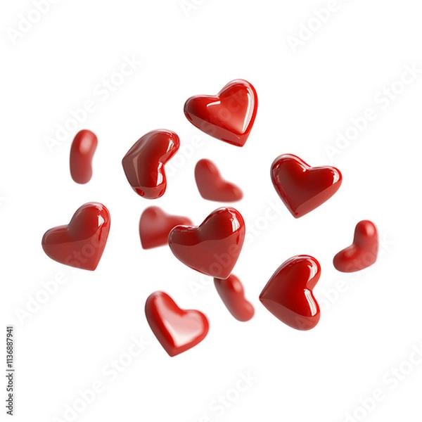 Obraz red hearts on white background