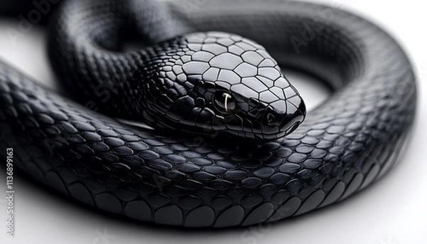 Fototapeta Intense Black Snake Coiled Up
