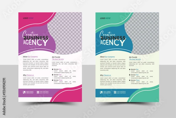 Obraz Business flyer Design. A bundle of 2 templates of different colors a4 flyer template, modern business flyer templates, abstract business flyer and vector templates