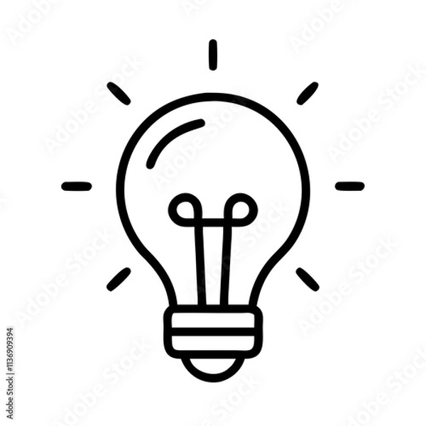 Fototapeta light bulb for ideas icon, labor Day line art, labor day icon - simple black line art icon of light bulb for ideas, symbolizing labor day celebrations. labor day vector art.