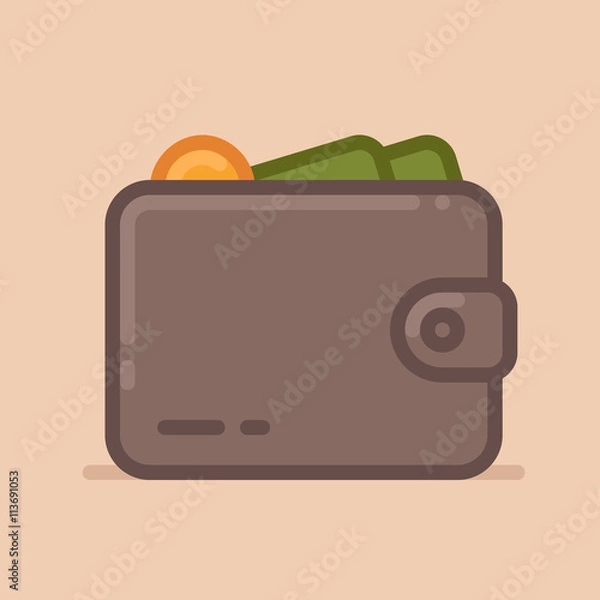 Obraz Wallet with dollars vector icon. Flat design style