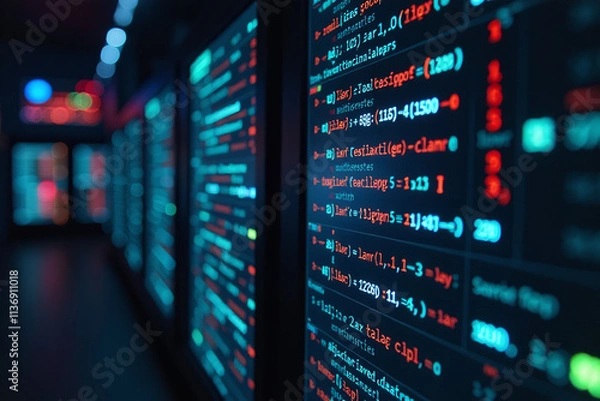 Obraz large computer networks solve complex math problems cryptocurrency rewards