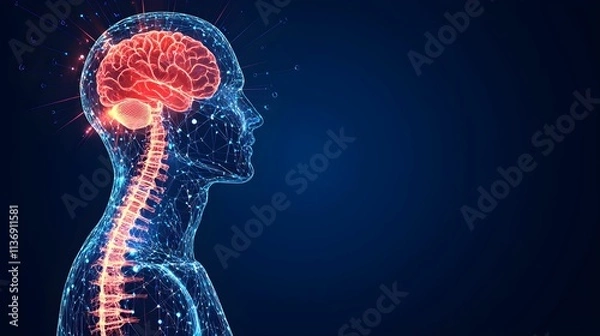 Fototapeta Medical infographic highlighting the human brain and spinal cord with a transparent design