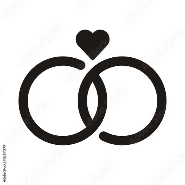 Obraz Vector wedding rings icon on white background.