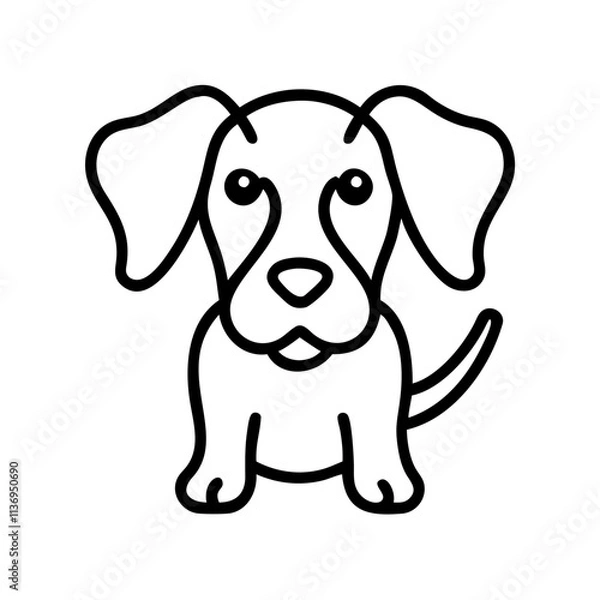 Fototapeta dog with floppy ears icon, dog day line art, dog day icon - simple black line art icon of dog with floppy ears, for dog day celebrations. dog day vector art.