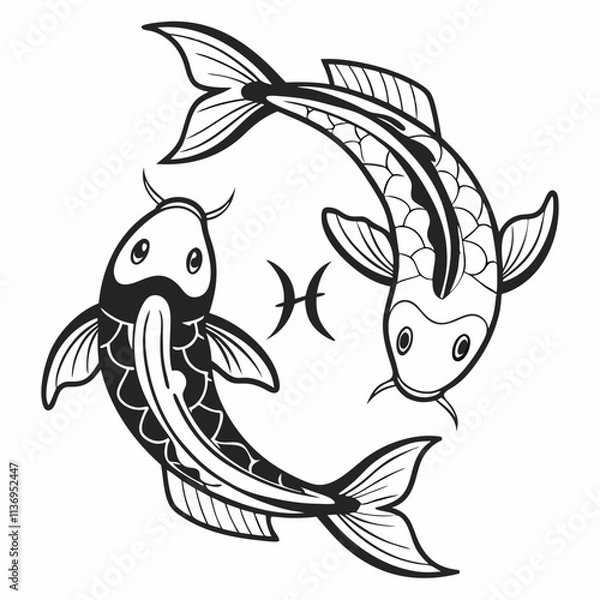 Obraz illustration of a pisces fish, astrology symbol, zodiac signs 