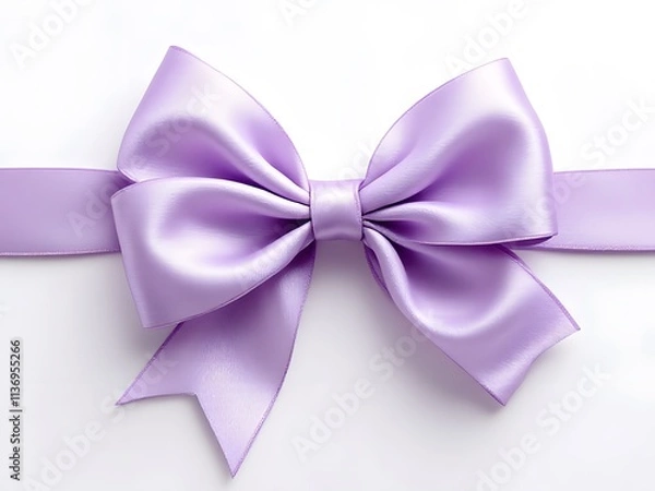 Fototapeta Elegant Lavender Ribbon Bow with Silky Texture on white background

