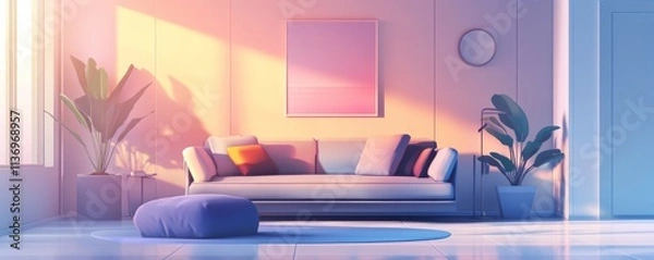 Fototapeta Stylish Interior Design Background. Modern Living Room. Generative AI.