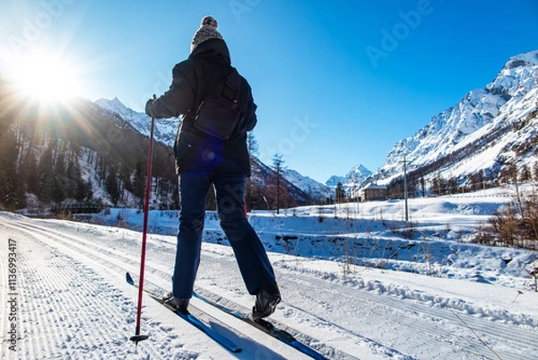 Obraz Nordic ski scene in Valle D'Aosta