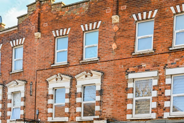 Obraz  Street of Victorian semi detached houses, London, United Kingdom, 14 December 2024