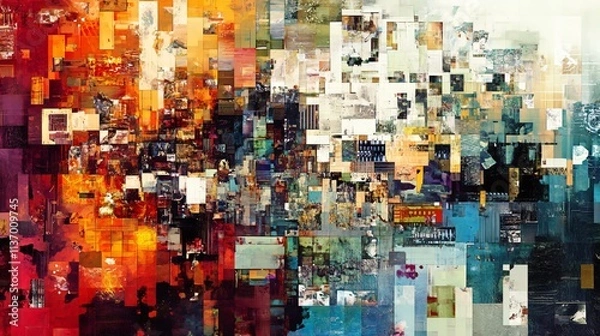 Fototapeta Abstract Mosaic: A Colorful Pixelated Tapestry of Modern Art