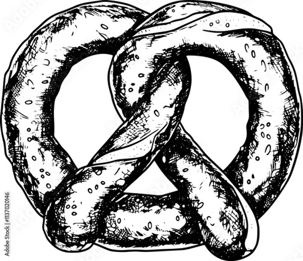 Obraz Pretzel in sketch style, vector illustration. 