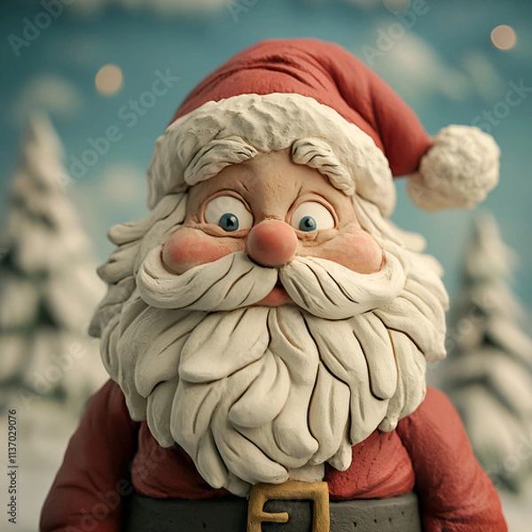 Fototapeta Santa Claus Claymation Cartoon Style Logo Icon Illustration Figure