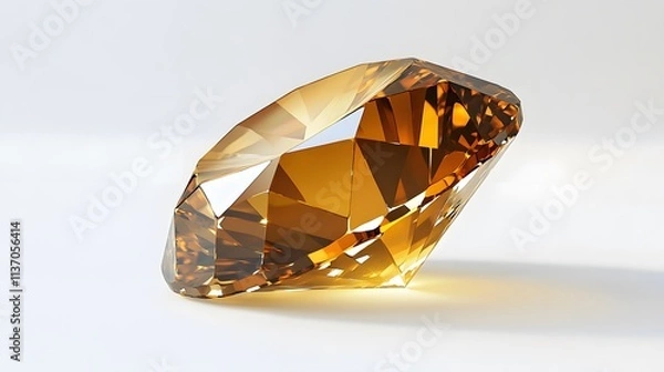 Fototapeta A sparkling amber gemstone reflecting light with intricate facets.