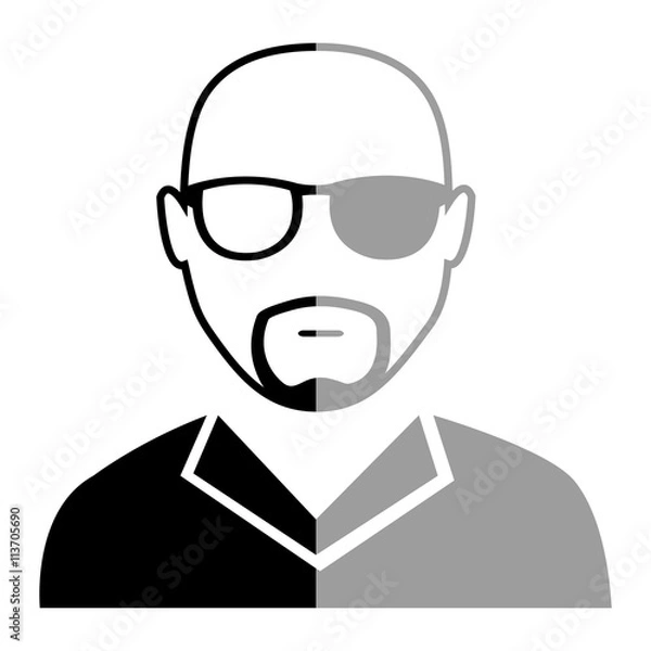 Fototapeta avatar black and grey man wearing eyeglass over isolated background, vector illustration 