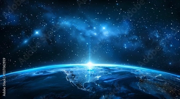 Obraz The background depicts planet Earth with a blue glow