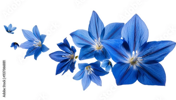 Obraz Flying Blue Starflowers Isolated on Transparent Background Cutout