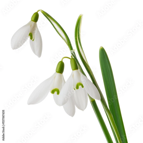 Obraz Flying White Snowdrops Isolated on Transparent Background Cutout