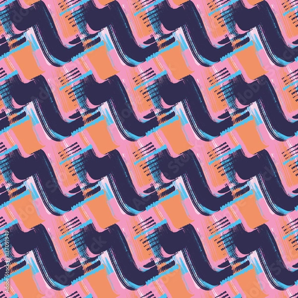 Obraz Seamless pattern with abstract hand drawn waves and lines.