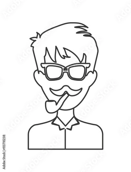 Fototapeta man avatar  icon. Hipster style concept, vector graphic 