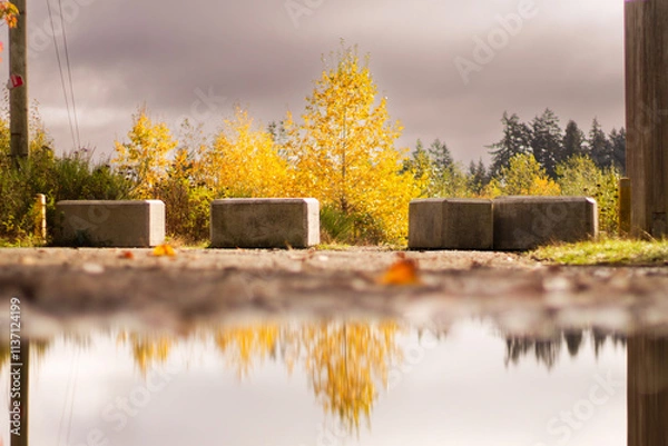 Obraz landscape with a concrete barrier