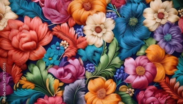 Fototapeta Vibrant floral tapestry, rich in texture and color. A feast for the eyes!