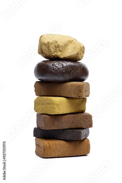 Obraz Blocks of hashish isolated on white background