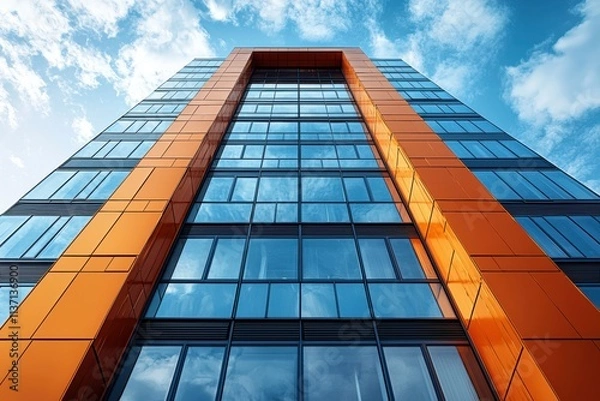 Fototapeta Modern Building with Tinted Windows Against the Sky