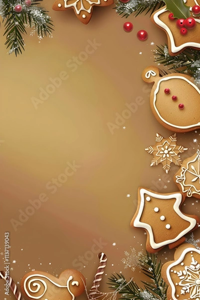 Obraz light beige banner with copyspace in gingerbread frame