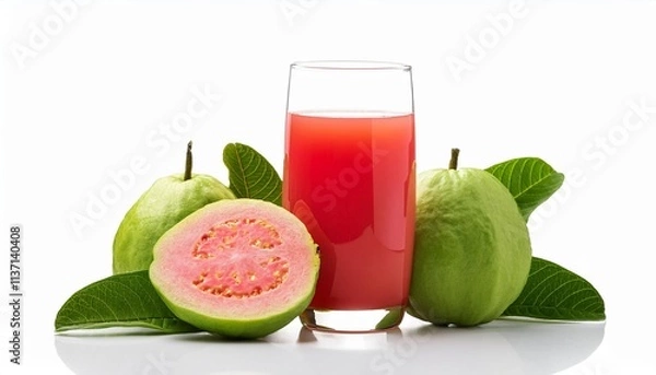 Fototapeta Guava Juice on white background isolated. Beverage. Drink.