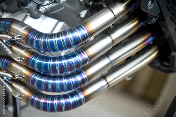 Fototapeta Płonąca niebieska rura spawalnia tytanu