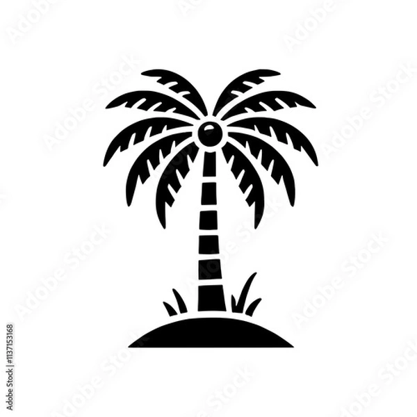 Fototapeta Tropical Paradise Icon: Palm Tree on Island 